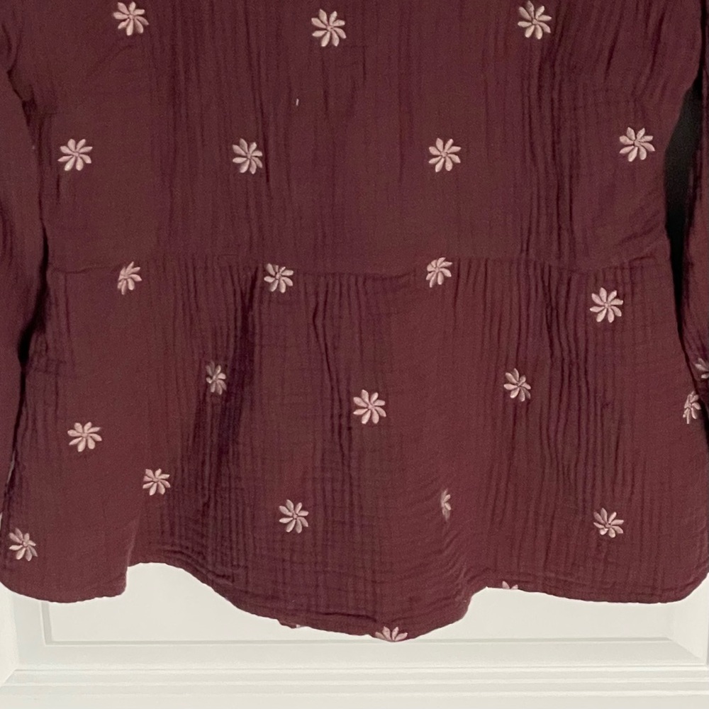 Madewell Embroidered Lightspun Peplum Open-Back Top Size Small 47875 - Picture 8 of 16